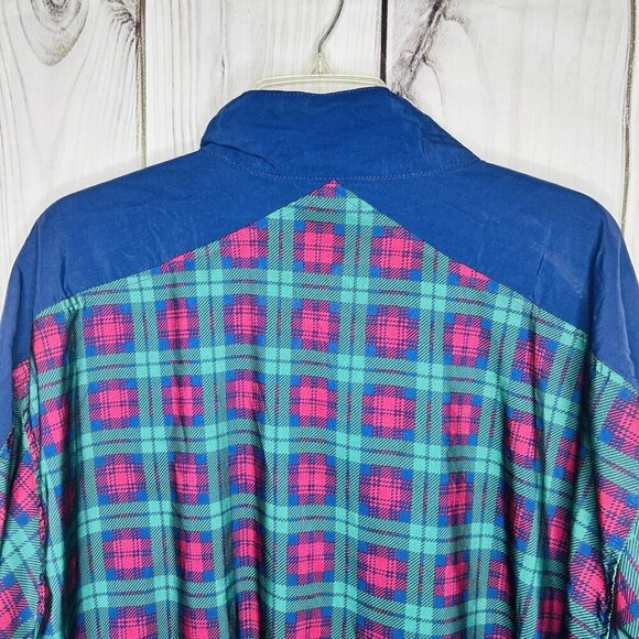 VTG Starbus Blue Tartan Weather Screen Windbreaker Sz XL Volvo Legends Series - Picture 9 of 10